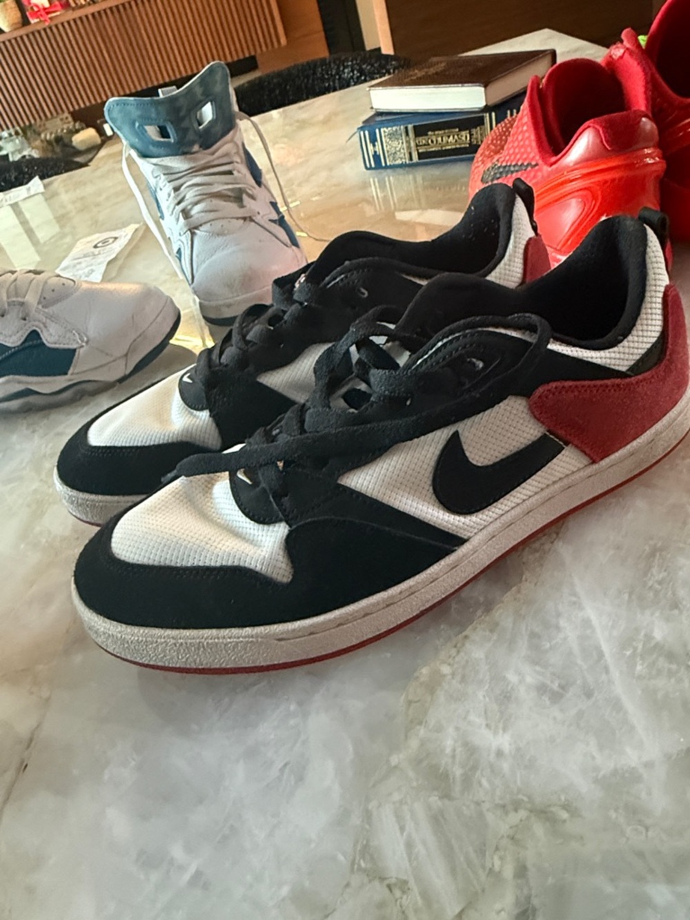Nike Low-Top Sneakers in Black, White & Red Accent